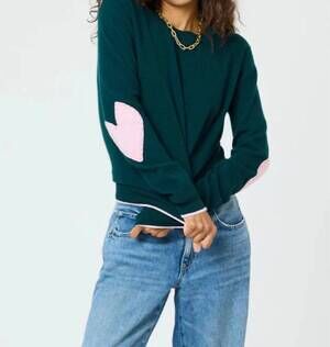 NEW KERRI ROSENTHAL patchwork cashmere sweater in emerald